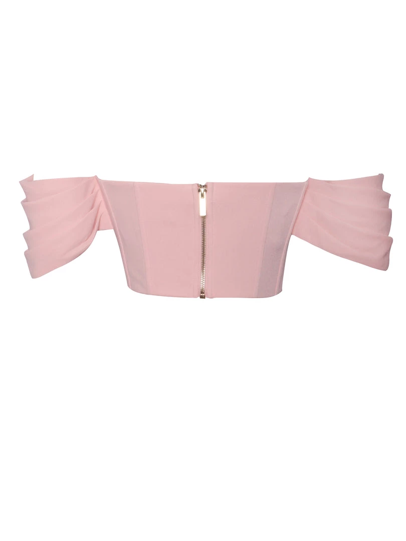 Miss Circle Tia Salmon Pink Off Shoulder Corset Top Corsets