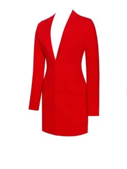 Miss Circle Flattery Red Long Sleeve Blazer Dress New In