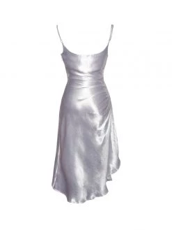 Miss Circle Montego White Satin Side Slit Dress Sale