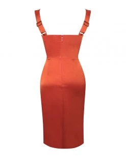 Miss Circle Dresses Lilian Poinciana High Slit Satin Dress