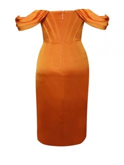 Miss Circle Corsets Wiley Orange Satin Off Shoulder Corset Dress