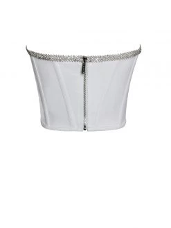 Miss Circle Corsets Melanie White Corset Top With Crystal Trim