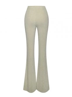 Miss Circle Xiara Pale Yellow Glitter Flare Trousers