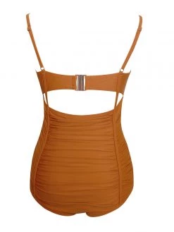 Miss Circle Swim Collection Lira Tan Ruched One Piece Swimsuit