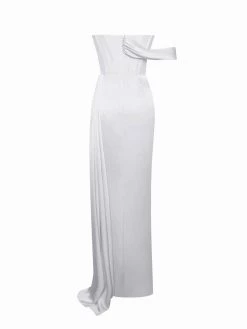 Miss Circle Rebeca White Satin High Slit Corset Gown Corsets
