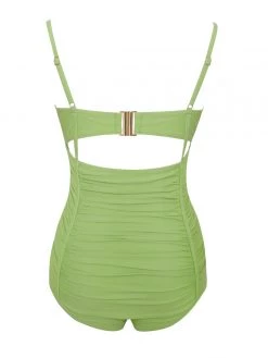 Miss Circle Lira Apple Green Ruched One Piece Swimsuit