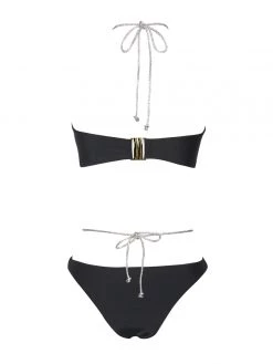 Miss Circle Nola Black Crystal String Bikini Top