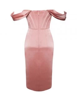 Miss Circle Wiley Blush Pink Satin Off Shoulder Corset Dress