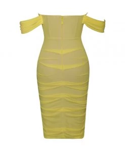 Miss Circle Weslee Lemon Off Shoulder Mesh Corset Dress Corsets