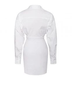 Miss Circle Dresses Rivy Tie Front White Shirt Dress
