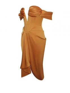 Miss Circle Corsets Dreya Gold Off Shoulder Satin Corset Dress