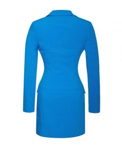 Miss Circle Flattery Blue Long Sleeve Blazer Dress New In