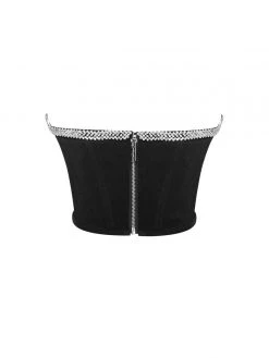 Miss Circle Melanie Black Corset Top With Crystal Trim Corsets
