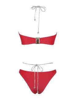 Miss Circle Nola Red Crystal String Bikini Bottom
