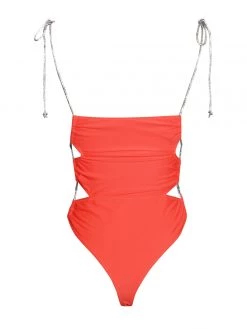 Miss Circle Beverly Orange Red Crystal Lace Up One Piece Swimsuit Swim Collection