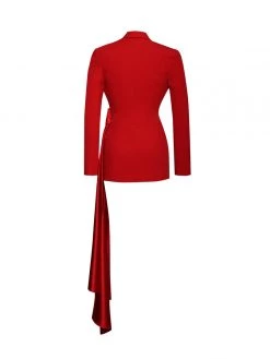 Miss Circle Vandra Red Draping Blazer Jacket Tops