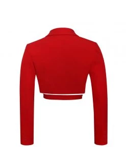 Miss Circle Deana Red Lace Up Crop Blazer