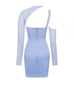 Miss Circle Everlee Baby Blue Mesh Sleeve Satin Corset Dress Corsets