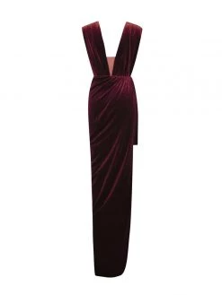 Miss Circle Yanis Burgundy Velvet Mesh Corset Gown Corsets
