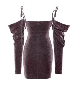 Miss Circle Yulisa Rose Gold Metallic Puff Sleeve Dress Dresses