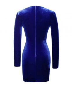 Miss Circle Tamara Royal Blue Long Sleeve Corset Velvet Dress