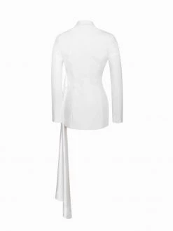 Miss Circle Tops Vandra White Draping Blazer Jacket