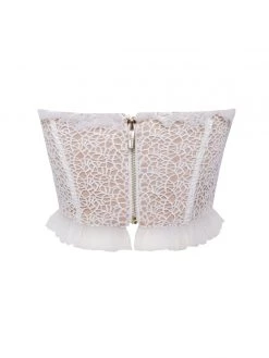 Miss Circle Orah White Mesh And Lace Corset Top