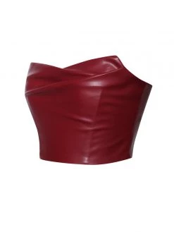 Miss Circle Anja Burgundy Vegan Leather Boned Corset Top Corsets