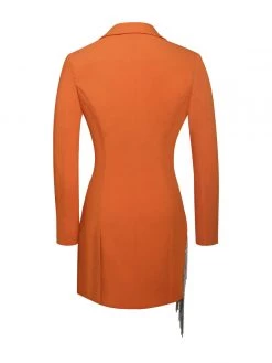 Miss Circle Freya Orange Crystal Fringe Blazer Dress