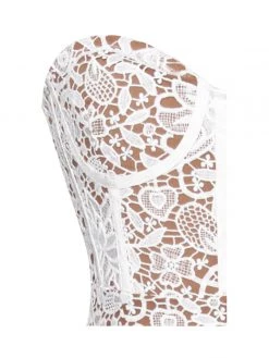 Miss Circle Become The One White Lace Long Fringed Strapless Dress Dresses
