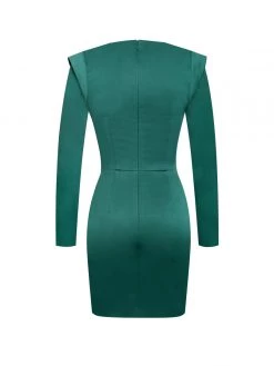 Miss Circle Dresses Faye Emerald Green Long Sleeve Satin Dress