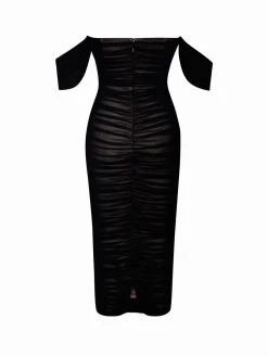 Miss Circle Dresses Quenby Black Off Shoulder Mesh Maxi Dress