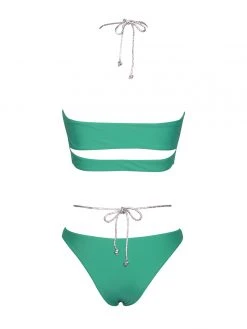 Miss Circle Bottoms Danica Green Crystal String Lace Up Bikini Bottom