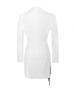 Miss Circle New In Freya White Crystal Fringe Blazer Dress