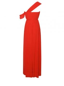 Miss Circle Paradise High Slit Red Chiffon Maxi Dress