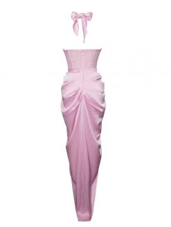 Miss Circle Corsets Noemie Pink Crystal Corset Satin Gown