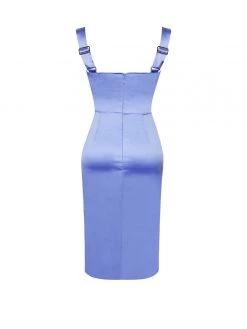 Miss Circle Lilian Blue High Slit Satin Dress Dresses