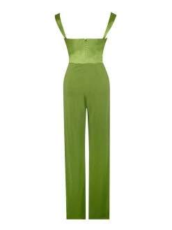 Miss Circle Sale Onika Olive Satin And Crepe Jumpsuit