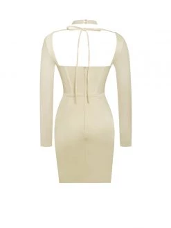 Miss Circle Jocelynn Ivory Satin Mesh Long Sleeve Corset Dress Corsets