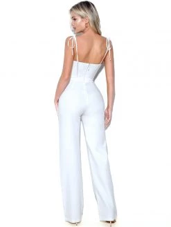 Miss Circle Sarina White Satin Corset Jumpsuit Corsets