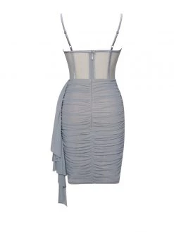 Miss Circle Corsets Yolie Grey Ruched Draping Mesh Corset Dress