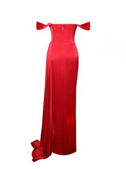 Miss Circle Zayda Red High Slit Corset Satin Gown