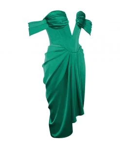 Miss Circle Dreya Green Off Shoulder Satin Corset Dress Corsets
