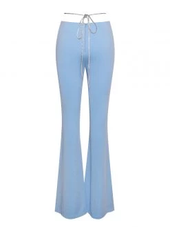 Miss Circle Bottoms Tova Baby Blue Crystal Waist Strap Flare Pants