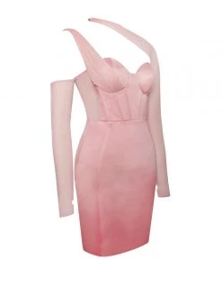 Miss Circle Corsets Everlee Blush Mesh Sleeve Satin Corset Dress