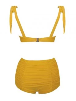 Miss Circle Swim Collection Milana Yellow Ruched Bikini Bottom
