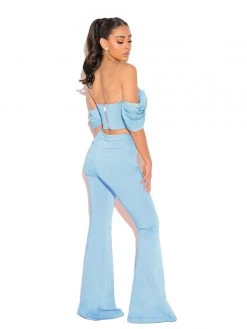 Miss Circle Tia Blue Off Shoulder Corset Top