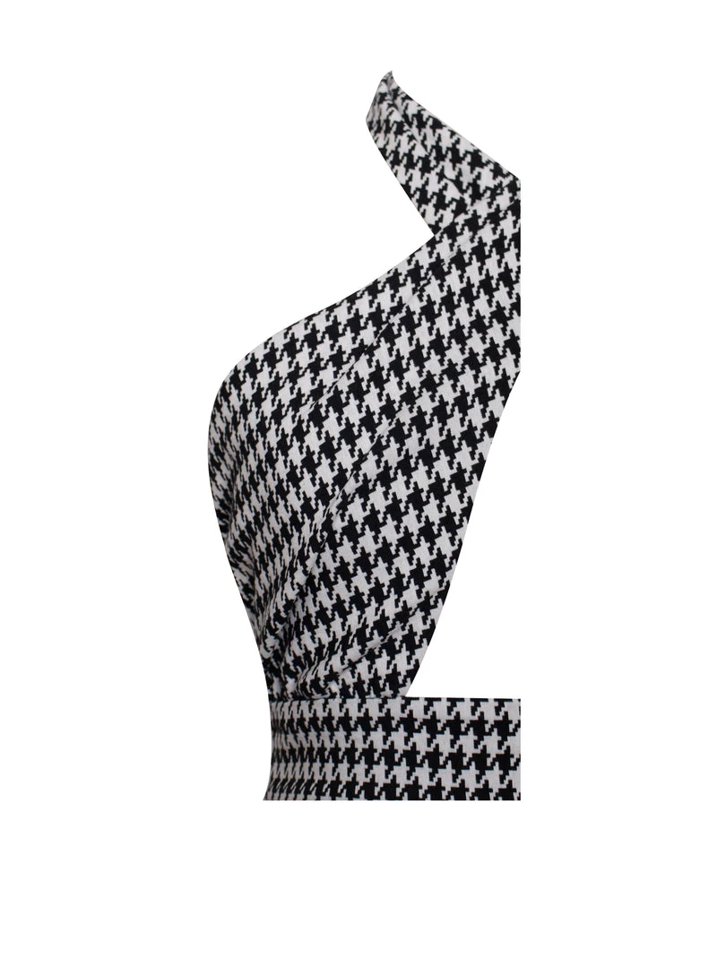 Miss Circle Dresses Hayden Houndstooth Crisscross Halter Neck Dress