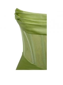 Miss Circle Corsets Prisa Lime High Slit Satin Corset Gown
