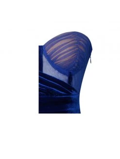 Miss Circle Elevated Blue Velvet One Sleeve Dress Sale